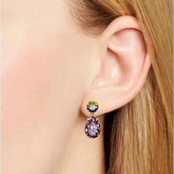 KATE SPADE NEW YORK ♠️ SHINE ON MULTI GLITTER TEARDROP EARRINGS - Picture 7 of 7